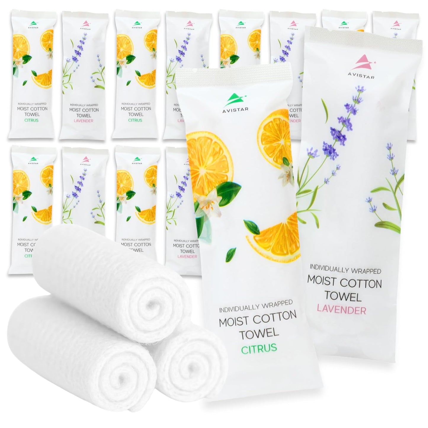 120 Hot or Cold Wrapped Moist Towels – 9'' x 9" Moist Towelettes Individually Wrapped Scented Disposable Face & Hand – Pre-Moistened Hand Wipes Soft Refreshing for Travel, Spa, Restaurant - Mixed